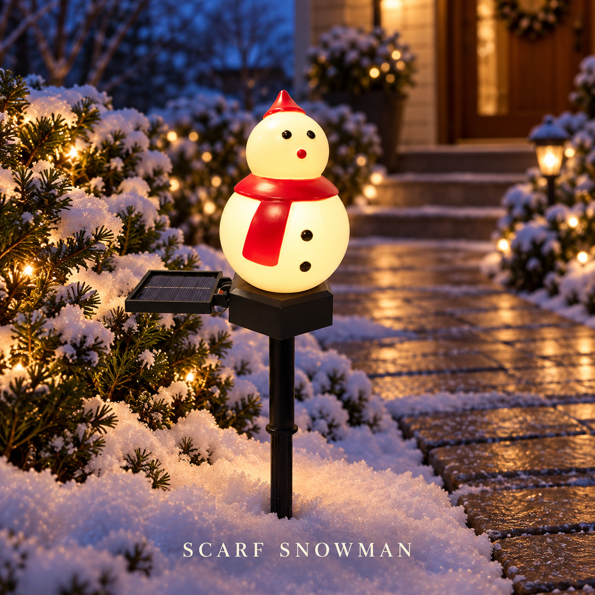 Scarf Snowman solar Christmas garden stake light