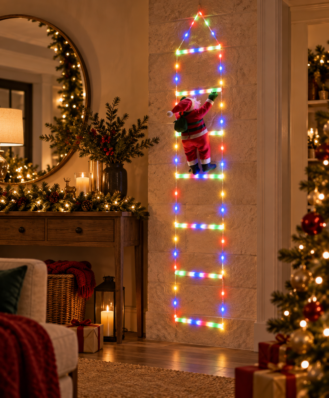 Climbing Santa LED ladder — 1.5 m Multicolor luxury variant