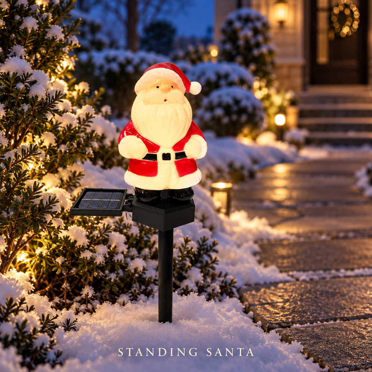 Standing Santa solar Christmas garden stake light