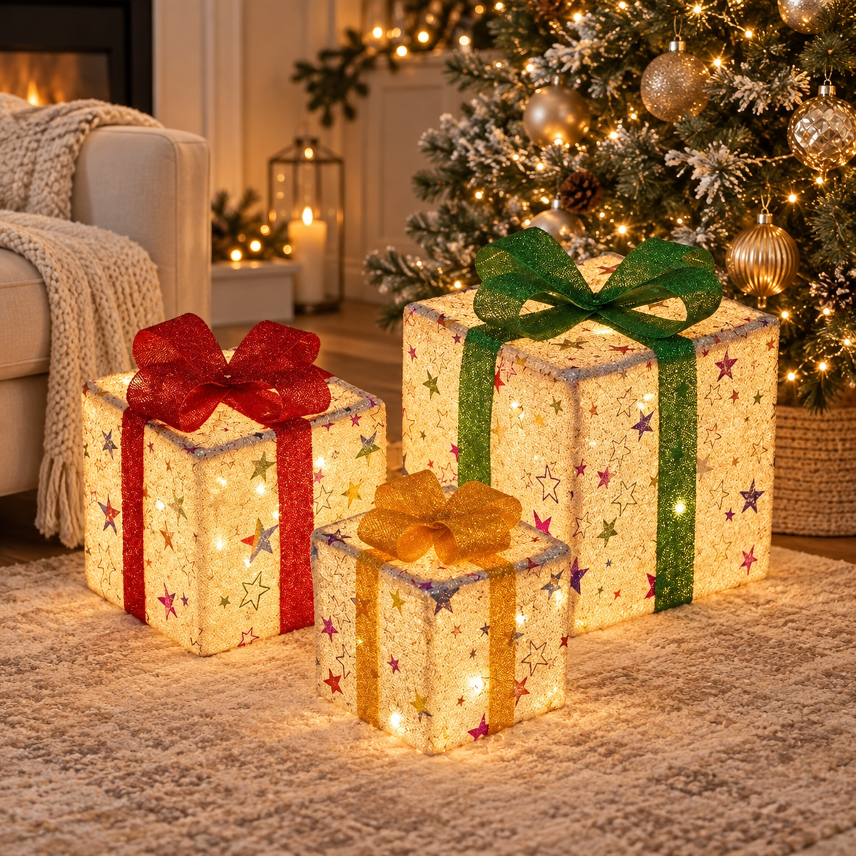 Ivory Stars gift box light set