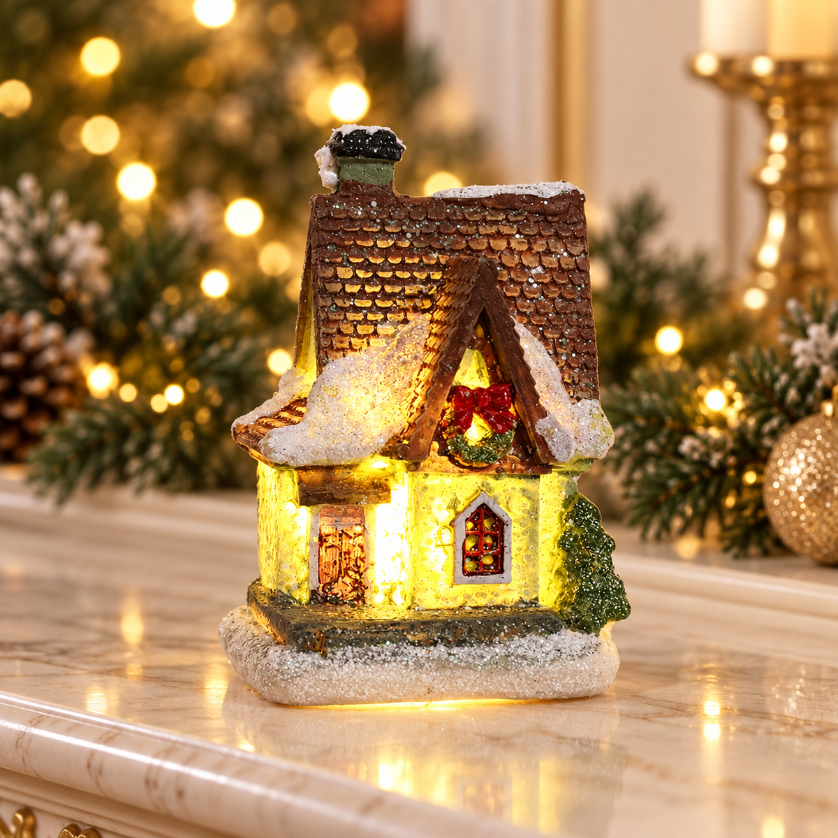Steep-Roof Cottage miniature LED Christmas house