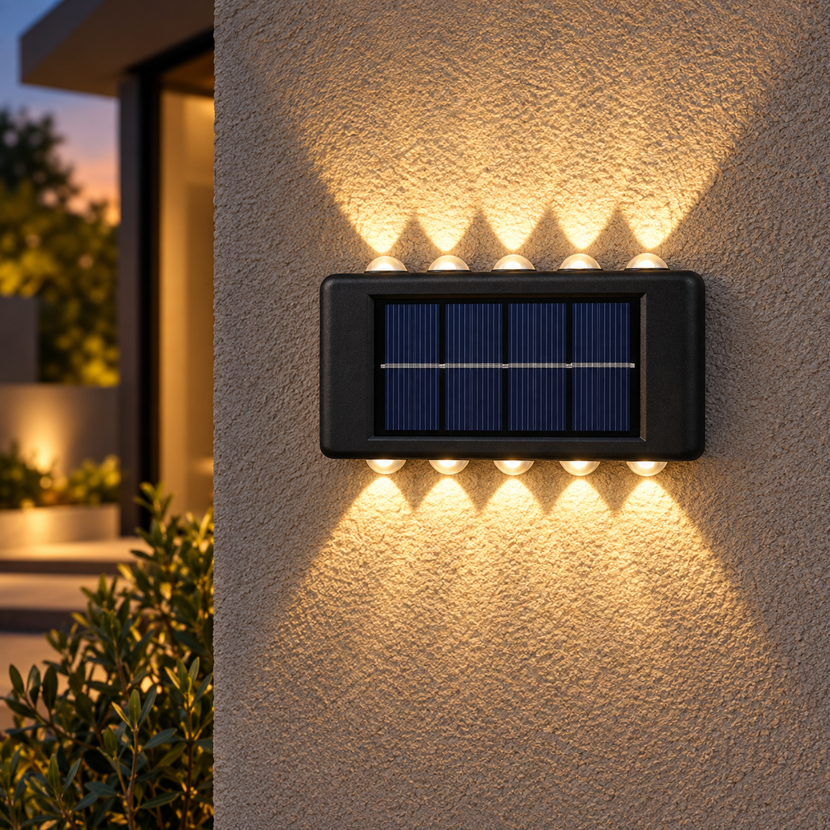 10 LED solar up-down wall light in Warm Light