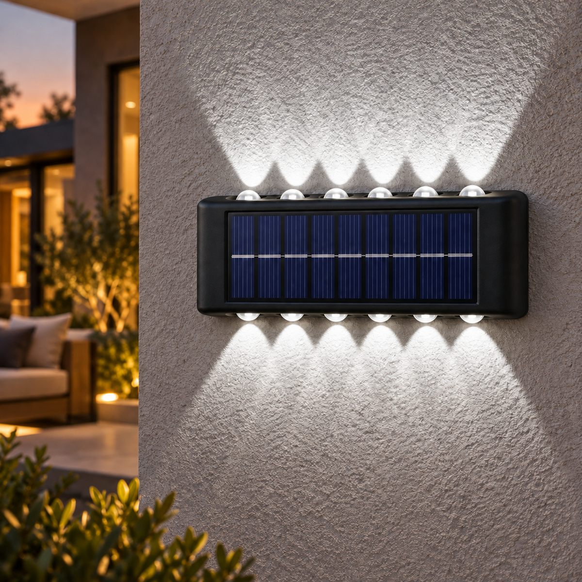 12 LED solar up-down wall light in White Light