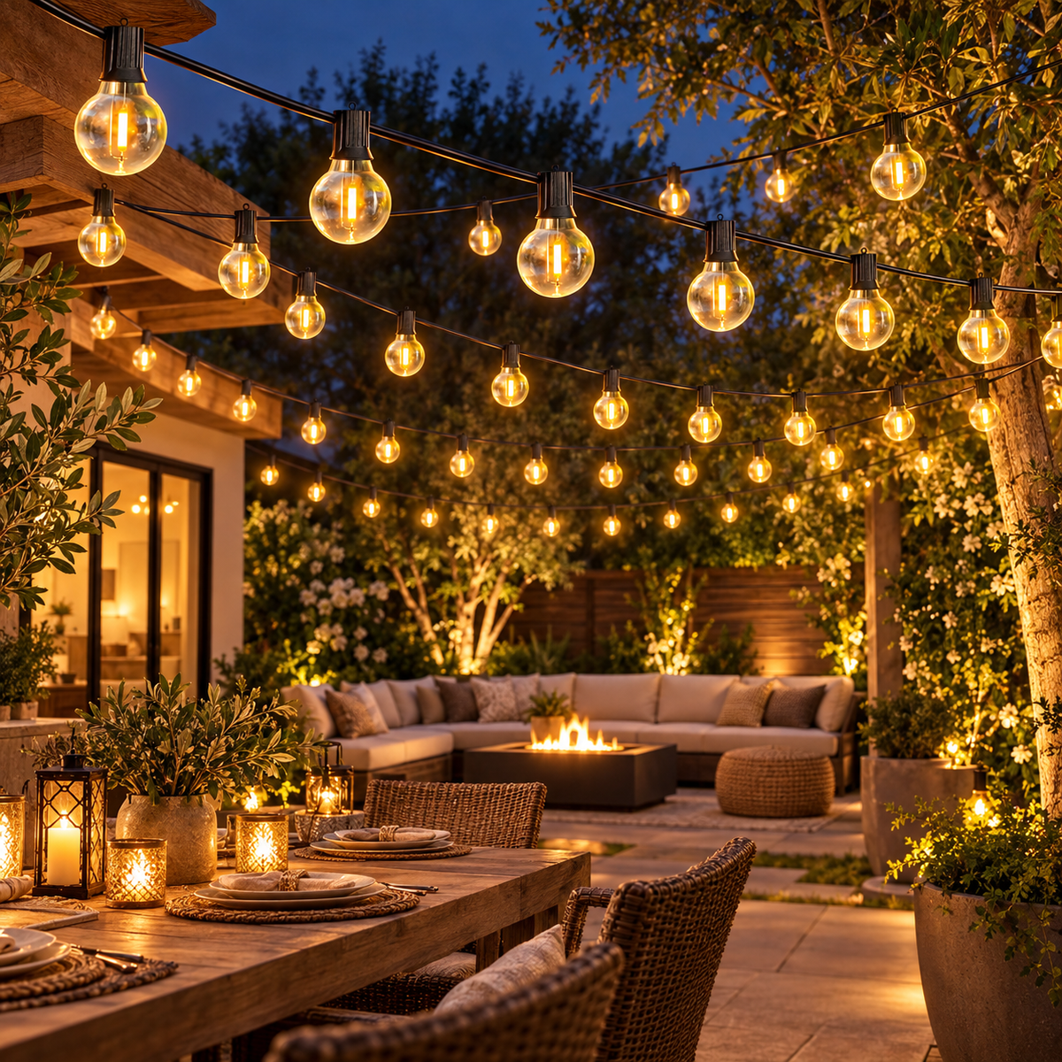 G40 globe string lights — 15 m, 50 bulbs