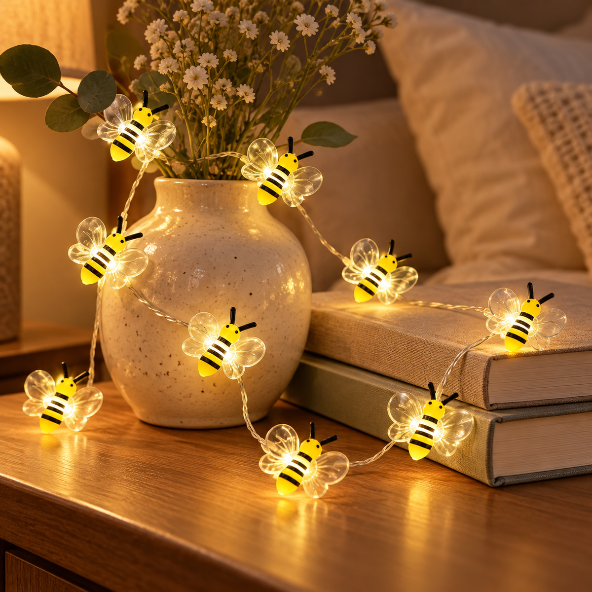 Warm white bee string lights — 1 m, 10 LEDs