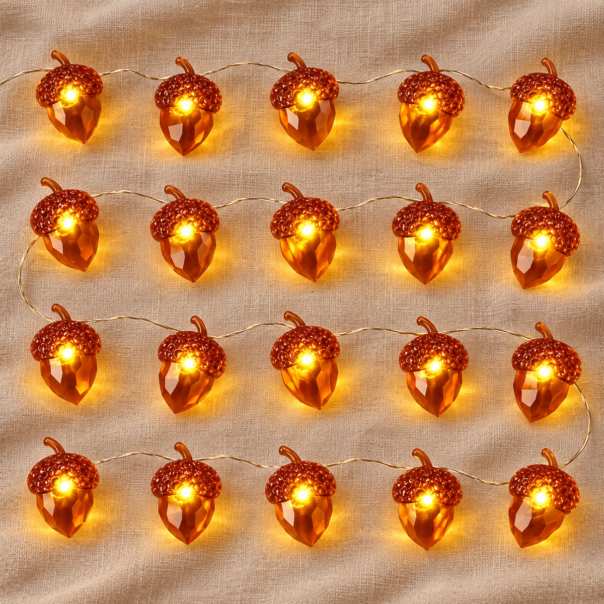 Warm white acorn string lights — 2 m, 20 LEDs