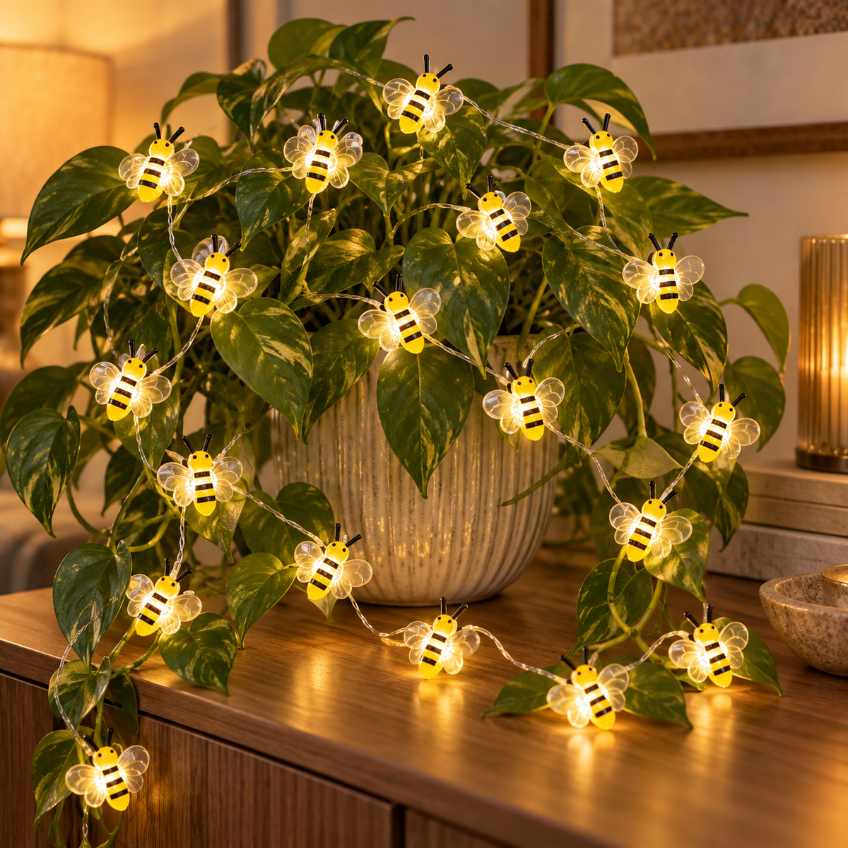 Warm white bee string lights — 2 m, 20 LEDs