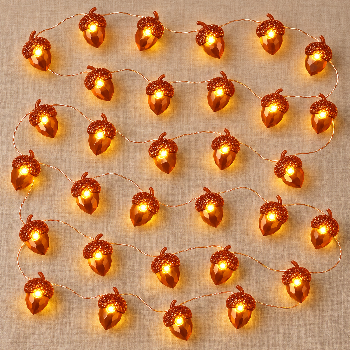 Warm white acorn string lights — 3 m, 30 LEDs