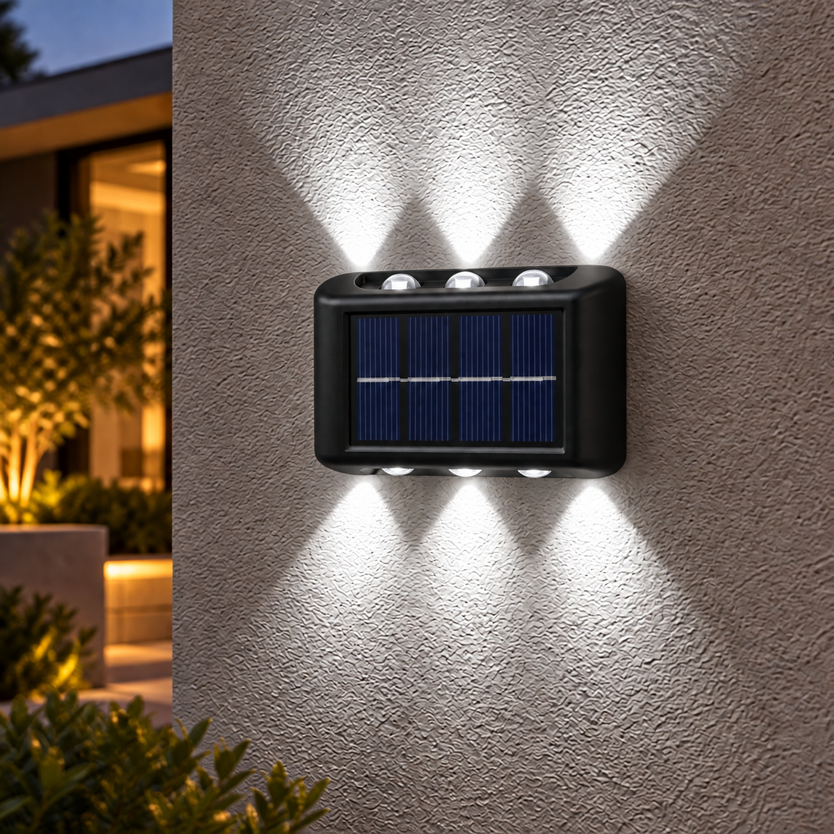 6 LED solar up-down wall light in White Light