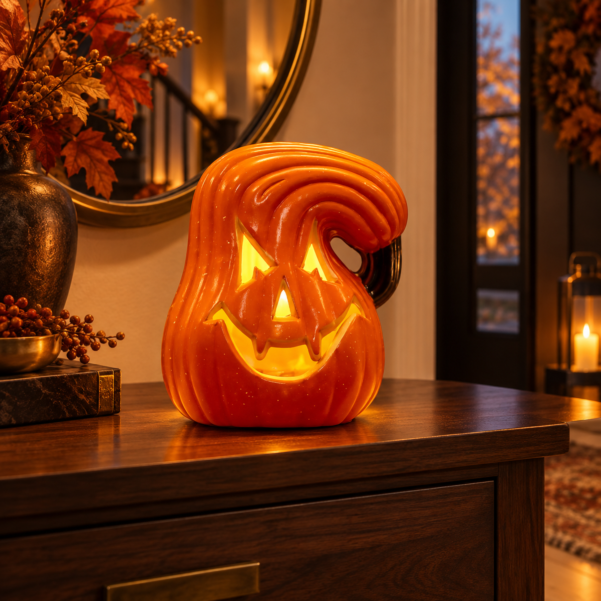 Swirl-Grin LED pumpkin lantern