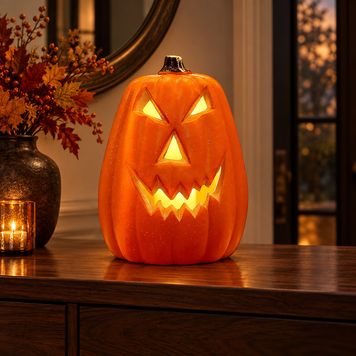 Tall Spooky LED pumpkin lantern